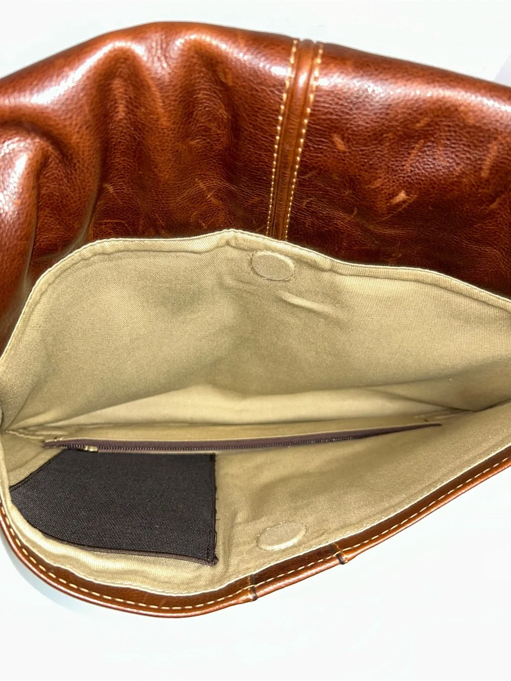Boconi Brown Leather Laptop Crossbody Messenger Bag